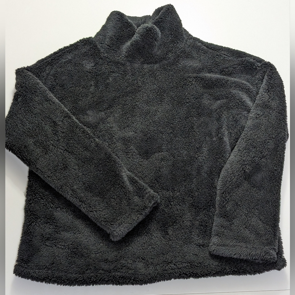 HEAT KEEP, Sherpa Mock neck Top, Black, Size Medium